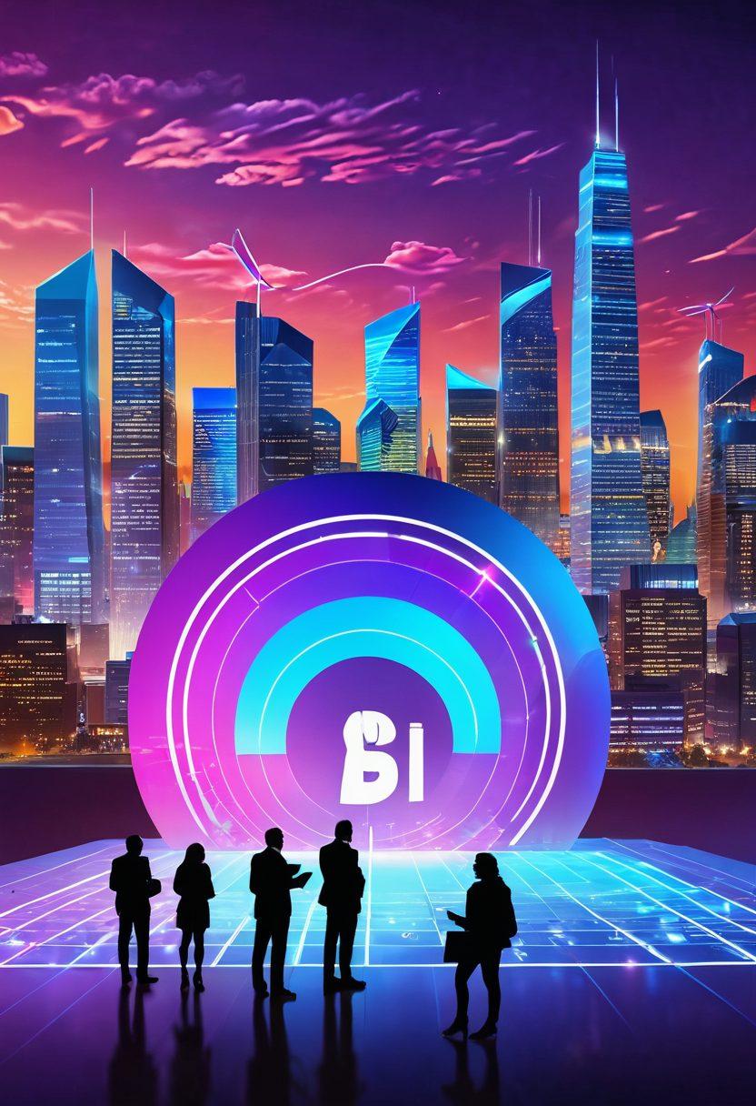 A futuristic digital landscape depicting SBI internet banking with a virtual vault unlocking, vibrant graphs of financial growth, diverse people of different ages engaged with high-tech devices, and a glowing skyline symbolizing financial freedom. super-realistic. vibrant colors. 3D.